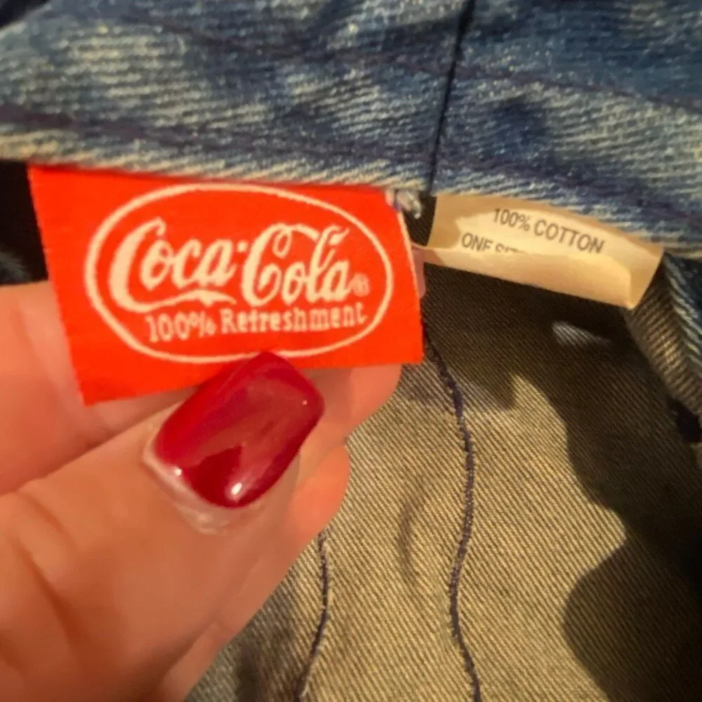 Vintage 80s/90s Coca Cola Bucket Hat Blue Denim Hip Hop Streetwear Embroidered